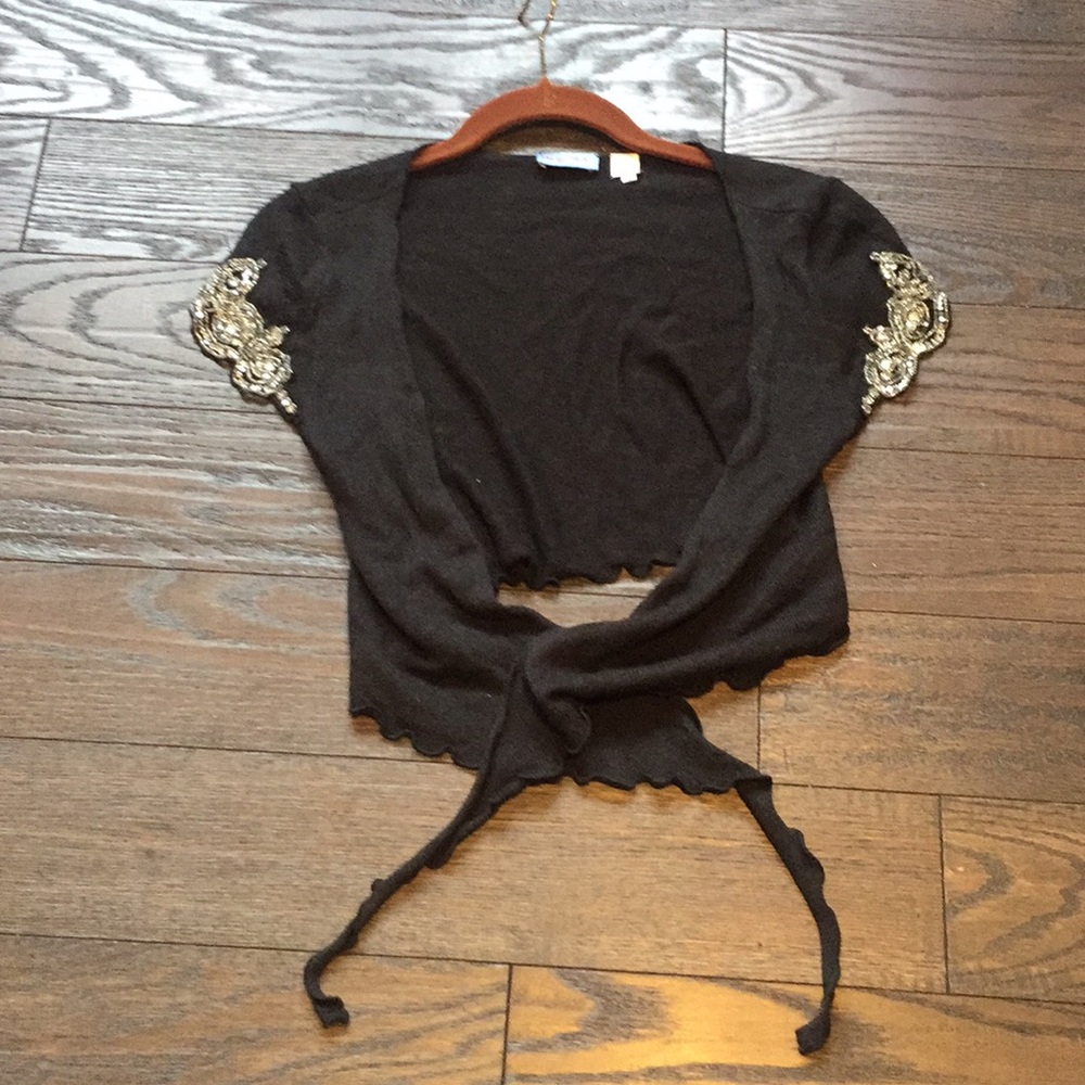 Black shrug with beaded detail